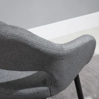 HOMCOM Modern Counter Height Barstool Linen Fabric Upholstered Chair with Footrest & Metal Legs,  Dark Grey(m-7)