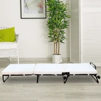 HOMCOM Folding Sofa Ottoman Lounge Bed Sleeper Foam Guest Bed Easy Storage with Wheels and Cover(m-1)