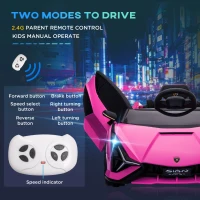 Aosom Lamborghini SIAN 12V Kids Rechargeable Ride On Car Toy w/ Remote Control, Pink(m-7)