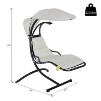 Outsunny Outdoor Patio Porch Hanging Sky Swing Chair dream chair lounger hammock with Stand and Waterproof Canopy – Cream & Black(m-3)