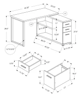 Monarch Contemporary Right or Left Facing Corner Computer Desk with Shelves and Storage Drawers - Dark Taupe(m-4)