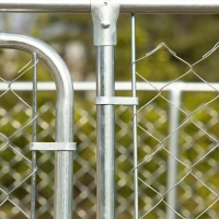 PawHut Dog Kennel Outdoor Galvanized Chain Link Fence Heavy Duty Pet Run House Chicken Coop with Secure Lock Mesh Sidewalls for Backyard Garden Silver, 13' L x 13' W x 5.9' H(m-8)