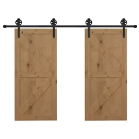 HOMCOM Sliding Barn Door Kits Hardware Closet Set Track System for Double Wooden Door Industrial Wheel Style Roller(m-1)