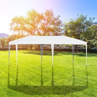 Outsunny 10' x 20' Outdoor Pop Up Party Tent Garden Easy Set Up Gazebo Canopy Market Event Sunshade White(m-1)