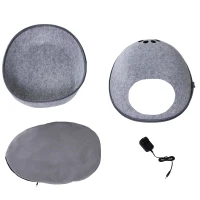 PawHut Heated Indoor Fleece Cat Shelter Retreat - Grey(m-8)