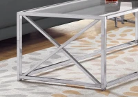 Monarch 44" Contemporary Tempered Glass Coffee Table with X-Design Metal Base - Chrome(m-4)