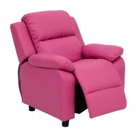 HOMCOM Deluxe Padded Children’s Recliner Sofa Kids Chair with Storage Arms (Pink)(m-1)