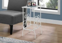 Monarch 30" Tradition Style Elegant Metal Scroll Frame 2-Tier Tempered Glass Shelf Side Accent Table - White Finish(m-2)