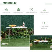 Outsunny 4ft Outdoor Folding Camping Table Garden Backyards BBQ Party Picnic Adjustable Table White(m-5)