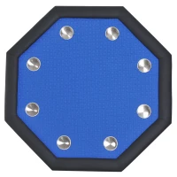 Soozier 47" 8 Player Octagon Poker Table with Cup Holders Folding Top - Blue(m-11)