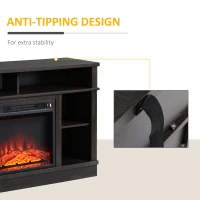 HOMCOM Electric Fireplace TV Stand Console for TV's up to 50", Living Room Storage Cabinet, Entertainment Center with Adjustable Shelves, 6 Cubby Storage and Cable Management, Espresso(m-7)