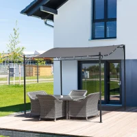 Outsunny Durable 10x10 Steel Pergola, Wall-Mounted with Canopy for Patio Perfect for Homeowners, Gray(m-10)