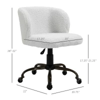 HOMCOM Faux Fur Home Office Chair, Accent Swivel Desk Chair, Makeup Vanity Seat with Adjustable Height, White(m-3)