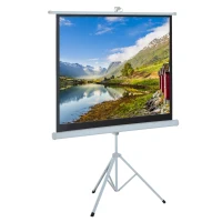 HOMCOM 120" Portable Tripod Projector Screen Pull-up Home Office Foldable Stand(m-2)