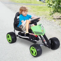 Aosom Kids Go Kart, 4 Wheeled Ride On Pedal Car, Racer for 3 years, for Boys and Girls, Outdoor - Green(m-2)