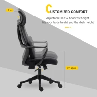 Vinsetto Ergonomic Home Office Mesh Desk Chairs, Computer Task Chair with Massage Lumbar Cushion, Adjustable Seat & Headrest, Rocking Function, Black(m-5)