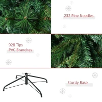 HOMCOM 7ft Unlit Full Pine Artificial Christmas Tree with Realistic Branches and 1160 Branch Tips(m-7)