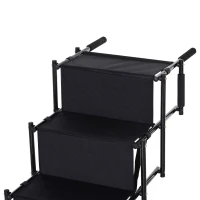 PawHut 4 Step Foldable Portable Pet Stairs Ramp Compact and Lightweight Nonslip Oxford Waterproof, includes safety tether for Indoor Outdoor Use, Black(m-10)