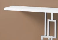 Monarch 48" Contemporary Chrome Metal Geometric-Shape Base Accent Sofa Console Table - Glossy White Finish(m-3)