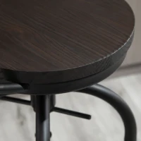 HOMCOM Set of 2 Swivel Mid-Back Barstools, Industrial Style Kitchen Stool Wooden Seat Armless with Adjustable Height ,Steel Frame(m-16)