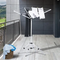 HOMCOM 52.5ft Foldable Clothes Aluminum Umbrella Shaped Drying Rack Dryer 4 Arms 20 Lines Indoor Outdoor Pre-Assembled(m-1)