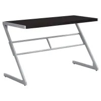 Monarch 48" Contemporary Z-Shaped Laminate Top Computer Writing Desk - Cappuccino / Silver(m-1)