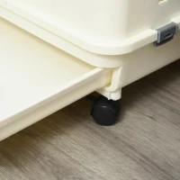 PawHut 2-Level Small Animal Cage Rabbit Hutch with Wheels, Removable Tray, Platform and Ramp for Bunny, Chinchillas, Ferret, White(m-14)