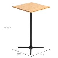 HOMCOM 23.5" Industrial Modern Pub Bar Table, 40.5 Inch Height Adjustable Cocktail table Square Dining Table for Kitchen or Dining Room, Natural Wood(m-3)