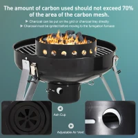 Outsunny 16" Charcoal Smoker Grill for Outdoor Cooking, Black(m-5)