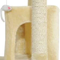 PawHut 71in Deluxe Multi-Level Scratching Cat Tree Play House with Two Condos and Toys Beige(m-9)