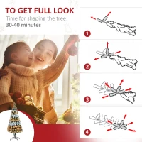 HOMCOM 6ft Artificial Tree Multi-Colored Pre-Lit Holiday Christmas Decoration(m-5)