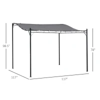 Outsunny Durable 10x10 Steel Pergola, Wall-Mounted with Canopy for Patio Perfect for Homeowners, Gray(m-3)