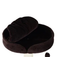 PawHut 28” Cat Padded Bed Scratching Post Kitten Play Tower, Brown and white(m-5)