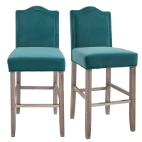 HOMCOM 2 Pieces Bar Chairs Modern Style Solid Square Frame with/ Footrest for Homeuse(m-2)