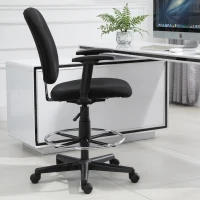 Vinsetto Ergonomic Studio Mid-Back Draft Chair with Adjustable Seat Height, Foot Ring, Armrest, 360° Swivel - Polyester(m-4)