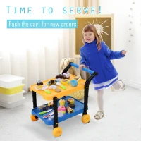 HOMCOM 25 pcs Kids Cart Pretend Play Cake Playset Educational Toy Yellow/Blue(m-5)