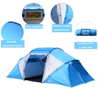 Outsunny Sport Camping Tent 2000mm Waterproof Instant Dome Tent Blue & White(m-5)