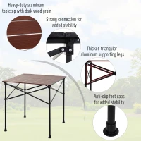 Outsunny Portable Roll-up Aluminum Folding Picnic Table Outdoor Lightweight BBQ Party, with Carrying Bag(m-4)