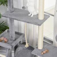PawHut Multi-Level Plush Cat Tree Tower Activity Condo with Sisal Scratching Posts, Elevated Perch &  Inside Sleep Space(m-7)