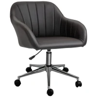 Vinsetto Mid Back Home Office Chair Computer Desk Chair with PU Leather, Adjustable Height, Swivel Wheels for Study, Bedroom, Brown(m-11)
