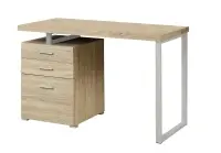 Monarch 48" Contemporary Wood-look and Metal Computer Writing Desk - Natural / Silver Metal(m-1)