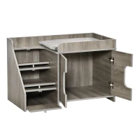 PawHut Hidden Litter Box Furniture Cat Washroom Decorative Kitten House Nightstand End Table Indoor with Multipurpose Ladder Cushion Oak(m-8)