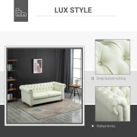 HOMCOM 2-Seater Oversize Loveseat Linen Fabric Sofa Couch 72.8 Inches with Rubberwood Legs & Rolled Arms for Living Room, White(m-4)