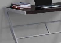 Monarch 48" Contemporary Z-Shaped Laminate Top Computer Writing Desk - Cappuccino / Silver(m-3)