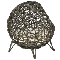 PawHut 20.5" Rattan Cat Bed, Kitten House, Elevated Round Condo for Comfort and Circulation with Cushion, Round Design(m-7)