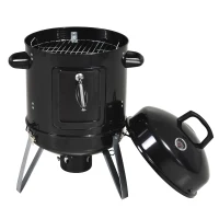 Outsunny 16" Charcoal Smoker Grill for Outdoor Cooking, Black(m-7)