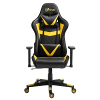 Vinsetto Racing Gaming Chair with RGB LED Lights, Adjustable Height, Gamer Office Chair, Computer Desk Chair, Black/Yellow(m-11)