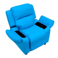 HOMCOM Deluxe Padded Children’s Recliner Sofa Kids Chair with Storage Arms (Blue)(m-5)