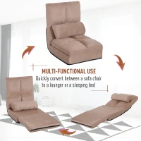 HOMCOM 5-Position Floor Lazy Sofa Chair Adjustable Folding Couch Video Gaming Bed Brown(m-5)