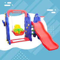 Qaba Sturdy Playground Set - Indoor/Outdoor - Blue/Red - Ages 2-7(m-2)
